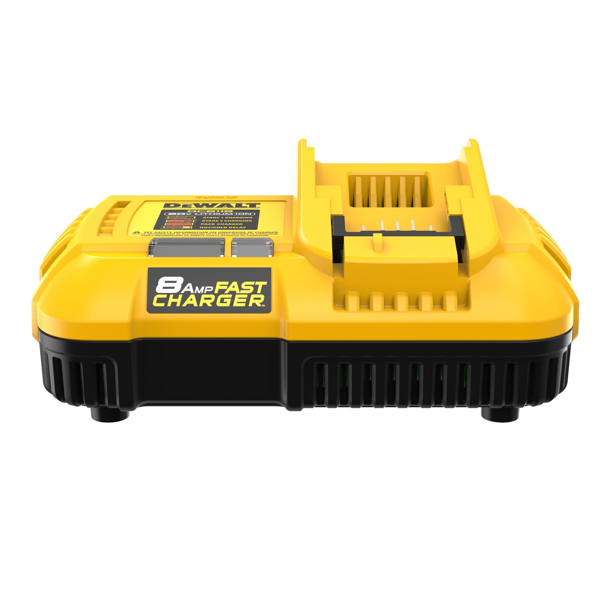 DEWALT 20V MAX* 8 Amp Fast Charger front angled view 