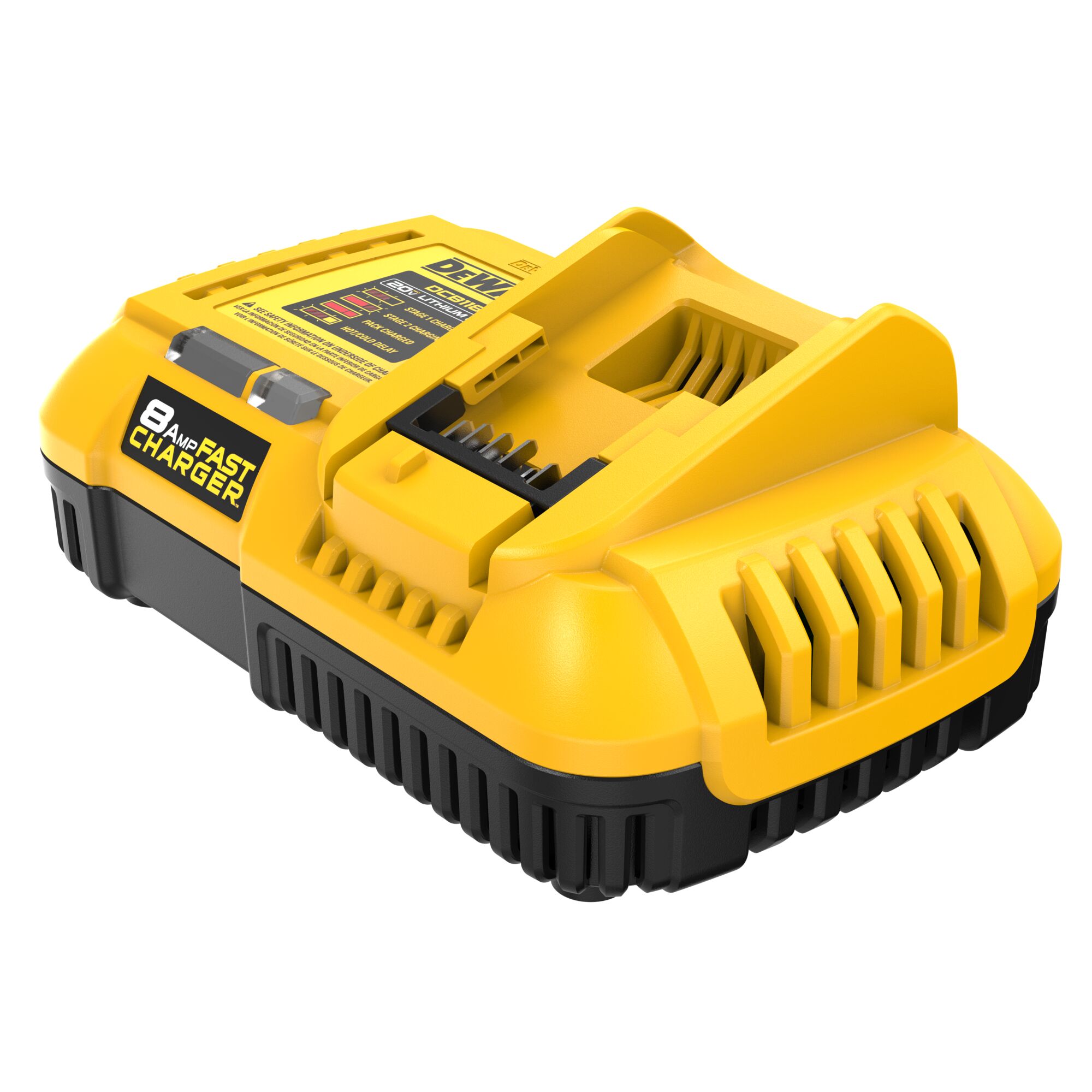 DEWALT 20V MAX* 8 Amp Fast Charger front top side view 