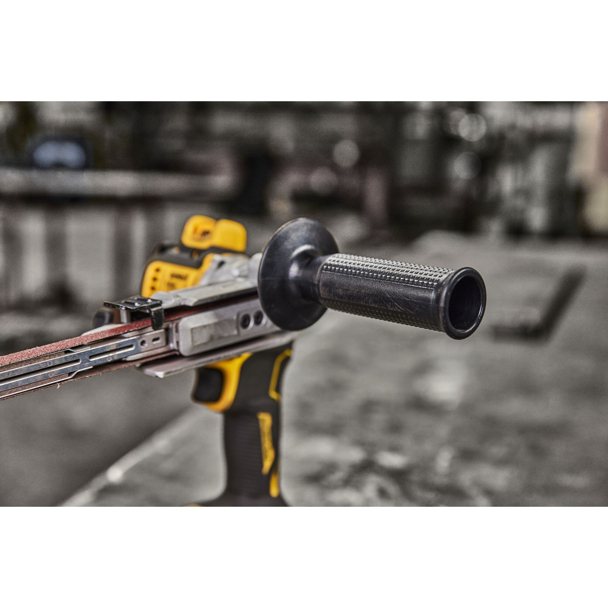 Close view of side handle on 18V XR Band File