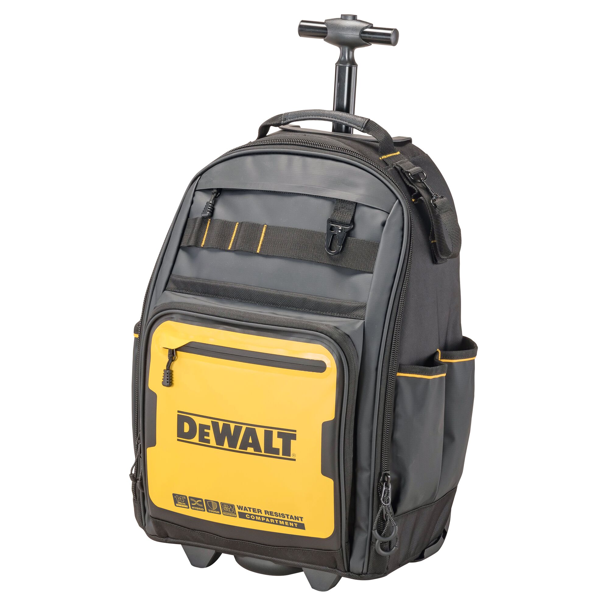 Angle view of the Dewalt Pro Backpack on Wheels